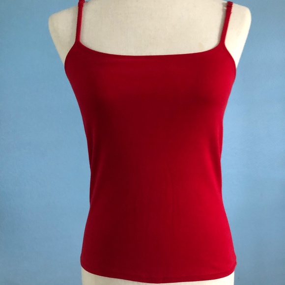 Red Tank Top Camisole - Adjustable Straps - Built-In Bra - Size Small - Express - Picture 1 of 3